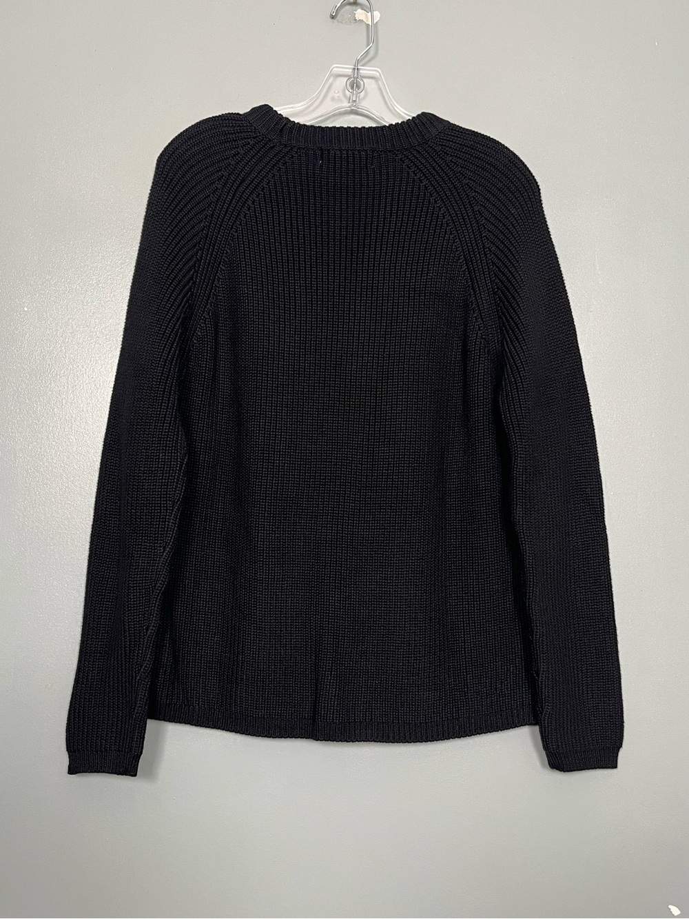 Pura Cashmere 100% Cotton Fisherman Crewneck Sweater Women’s Size L Black NWT - Picture 3 of 7
